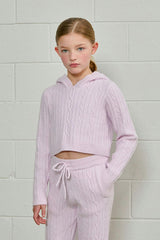 Cable Knit Cropped Hoodie