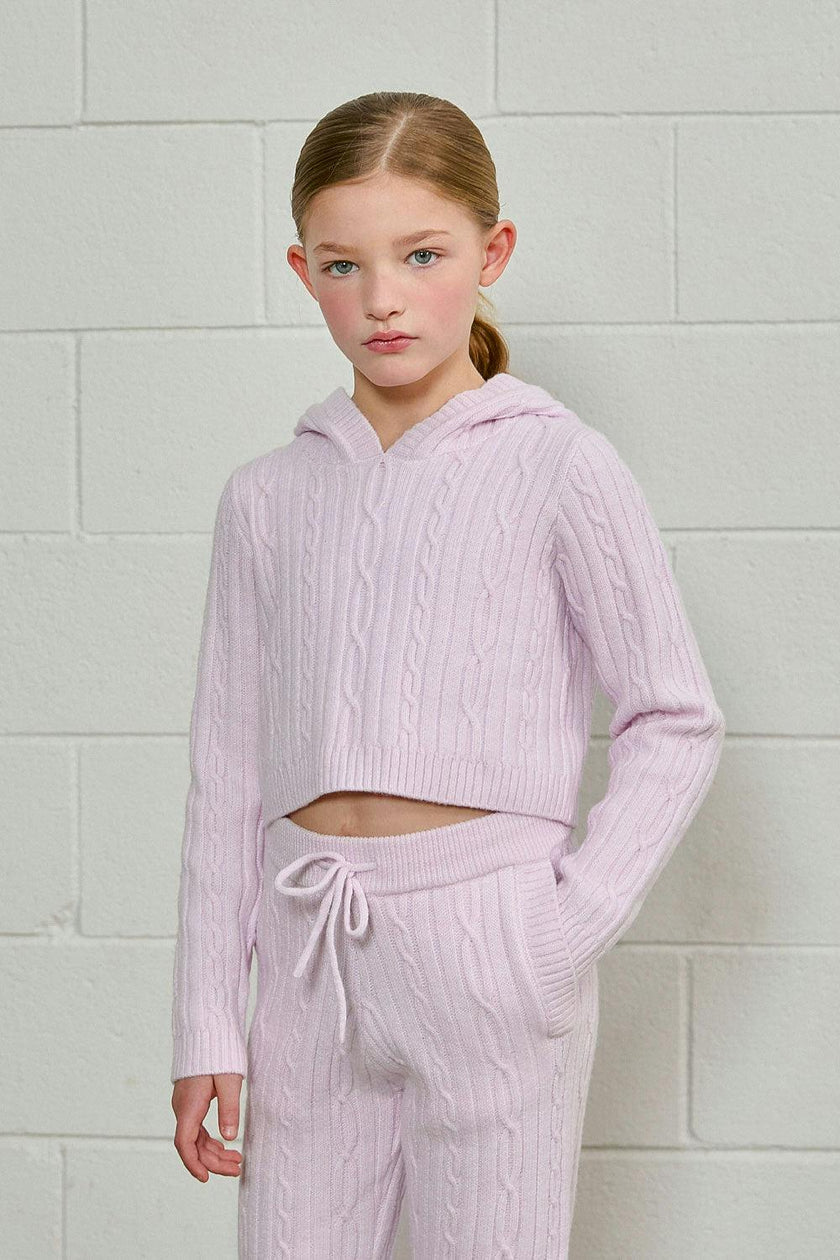 Cable Knit Cropped Hoodie