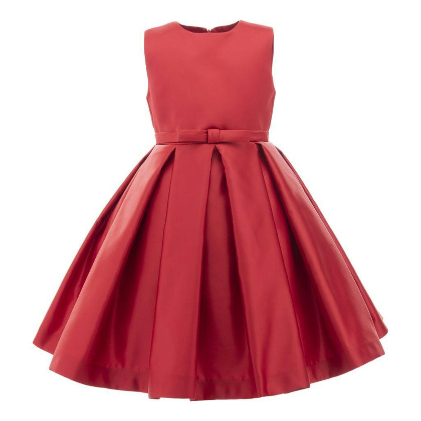 Red Pleated Satin Dress