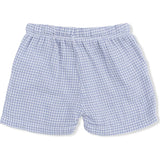 Micro Gingham Blue Blizzard - Polo Button Up with Casual Short