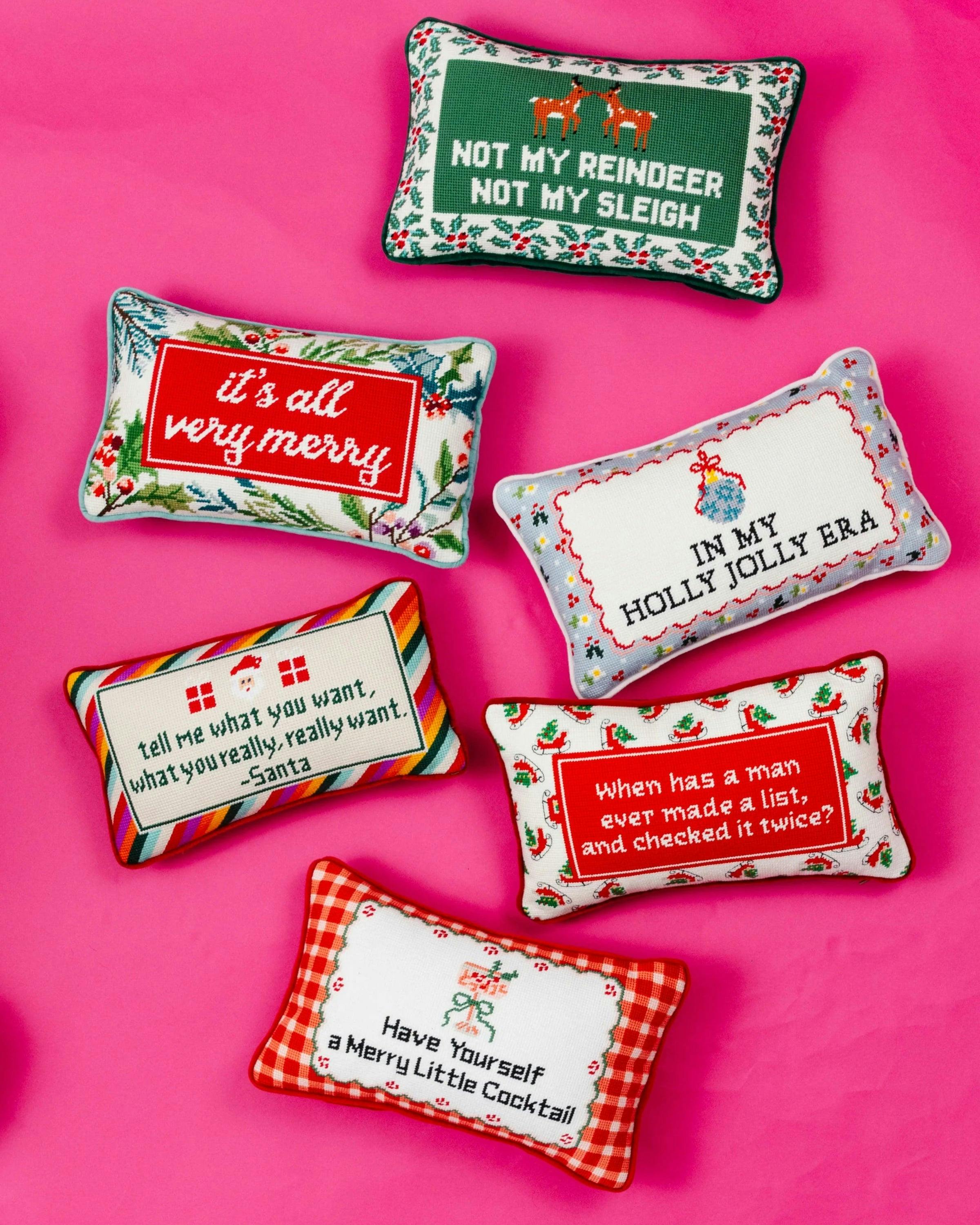 Very Merry Needlepoint Pillow