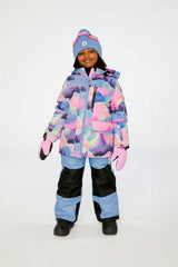 Two Piece Play Snowsuit Pink Mountain Print With Blue Pants