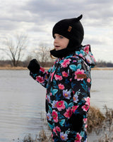 Baby Knit Mittens With Cord Black