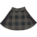 Corduroy Plaid Panel Solid Side A-Line Short Skirt