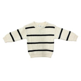 Knit Sweater in Charcoal Cream Stripe