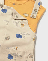 Graphic Tee and Printed Dungarees Set