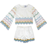 Rainbow Bright Wave Scalloped Long Sleeve Top & Short Set
