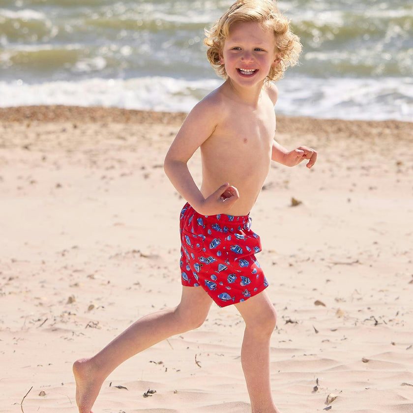 Boys Swimshorts in Red Fish