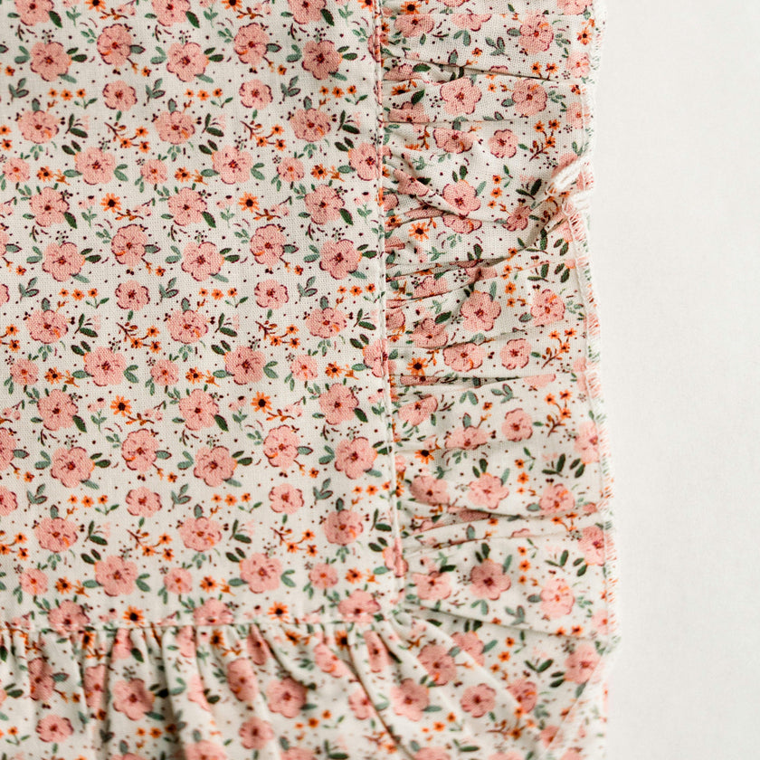 Rosebud Scatter Timeless Floral Ruffle Zipper Pouch