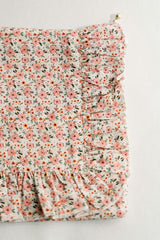 Rosebud Scatter Timeless Floral Ruffle Zipper Pouch