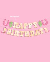 HBD Cowgirl Banner - gold foil banner