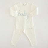 "Baby" Sky Embroidered Two Piece Set