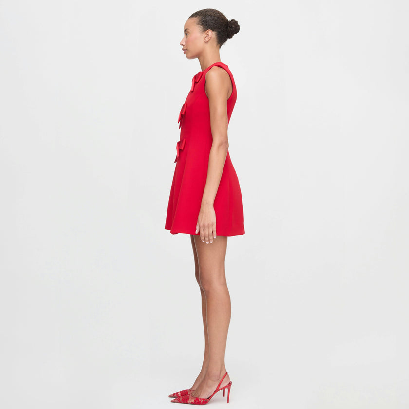 The Blythe Bow Dress - Red with Red Bows