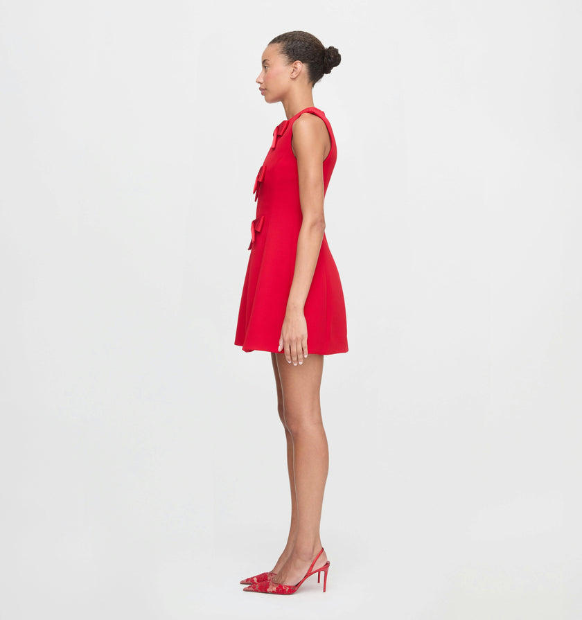 The Blythe Bow Dress - Red with Red Bows