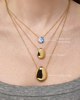 Gold Statement Necklace - Pebble Mini Marble Blue