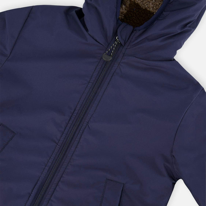 Reversible Mid-Season Jacket Dark Blue And Brown