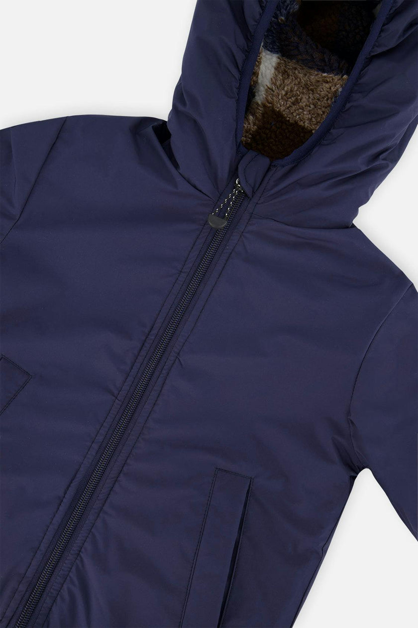 Baby Reversible Mid-Season Jacket Dark Blue And Brown