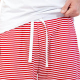 Men's Red Stripe Jersey Sleep Shorts - Organic Stretch Cotton