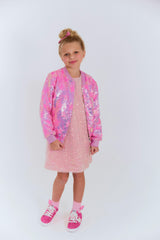Pink Stars Sequin Bomber