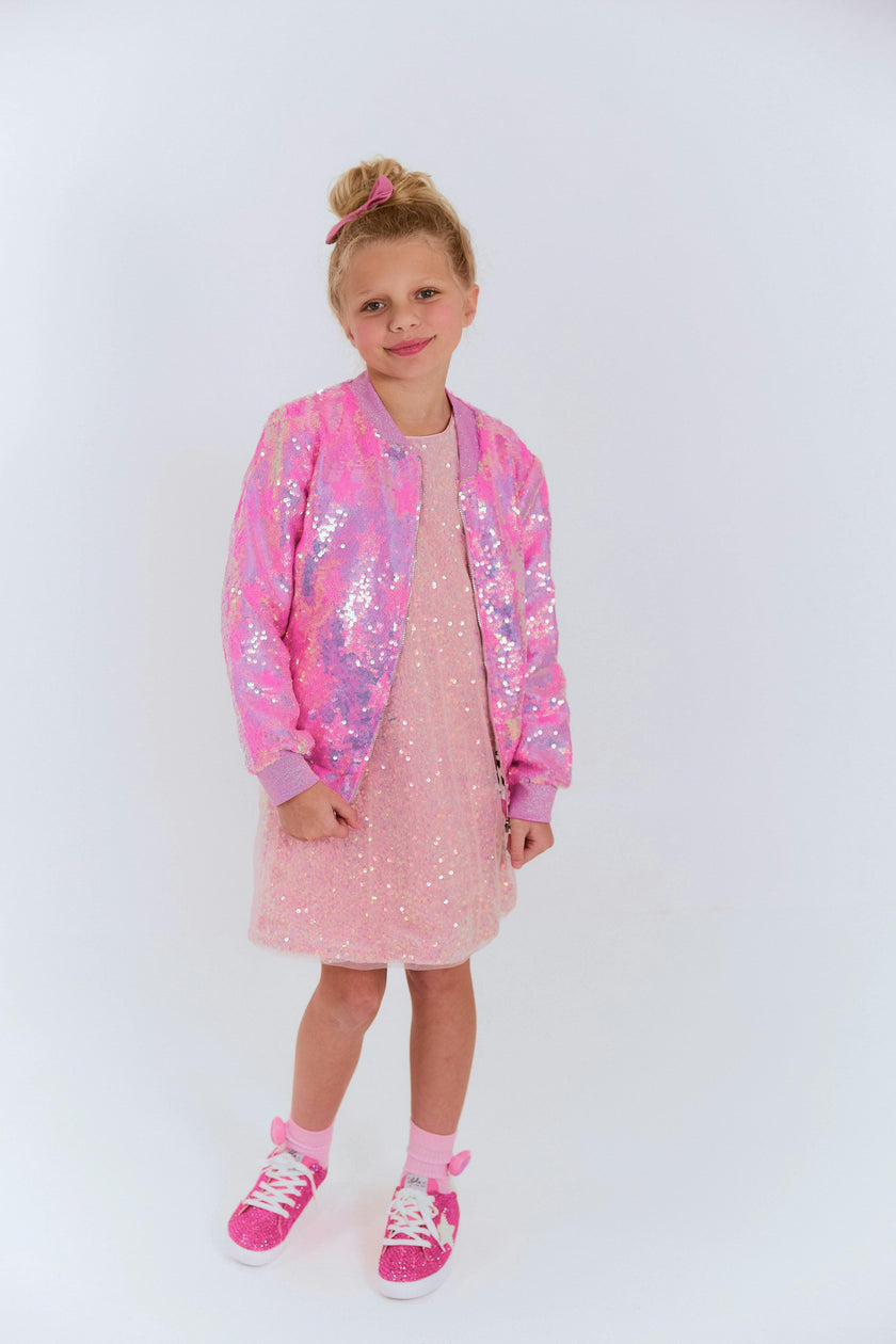 Pink Stars Sequin Bomber