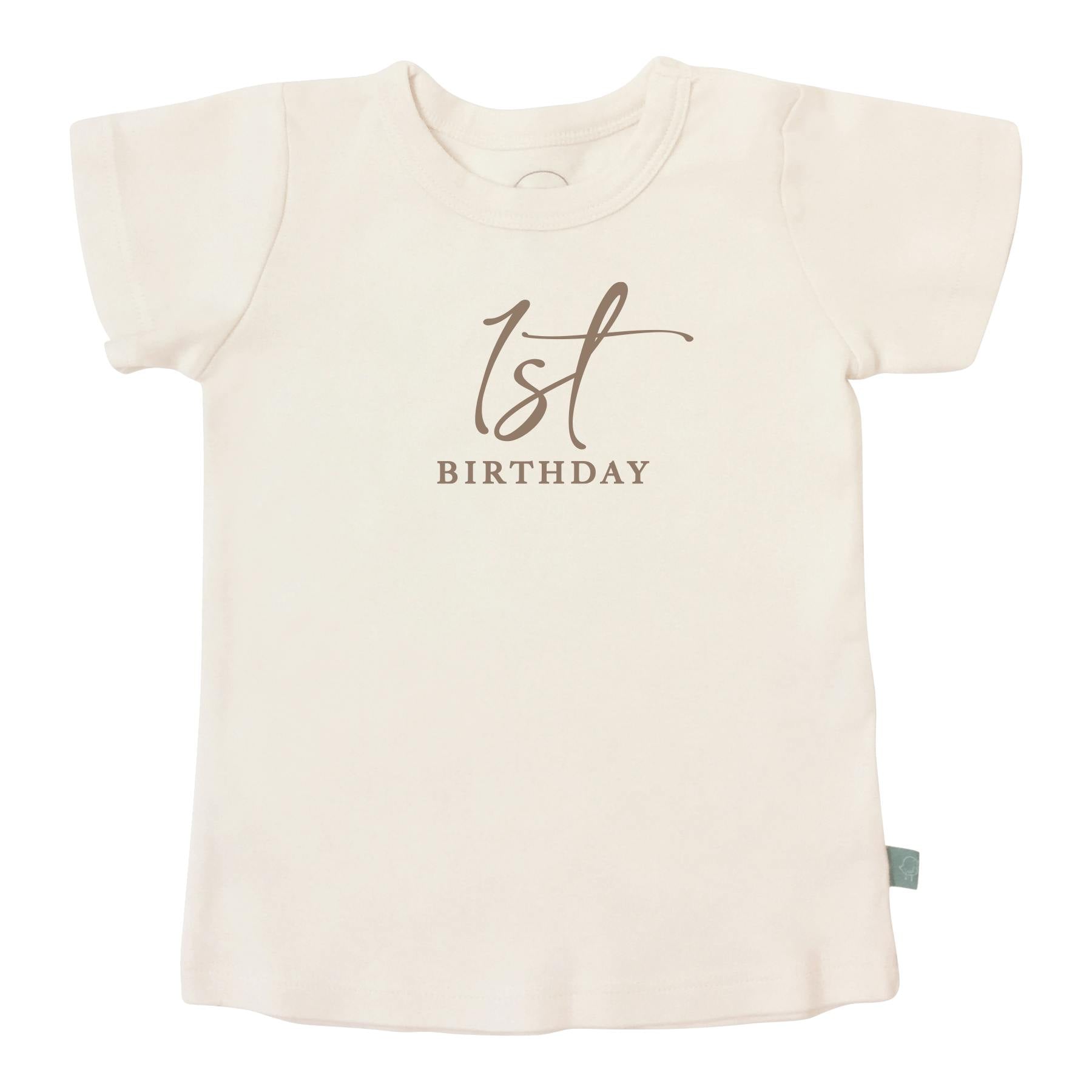 graphic tee | 1st birthday milestone taupe
