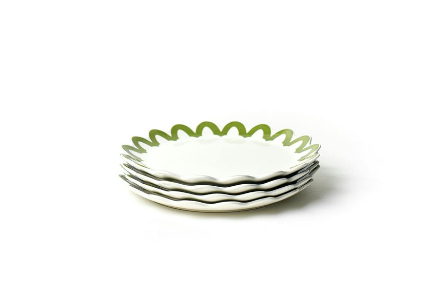 Olive Arabesque Trim Scallop Dinner Plate Set of 4
