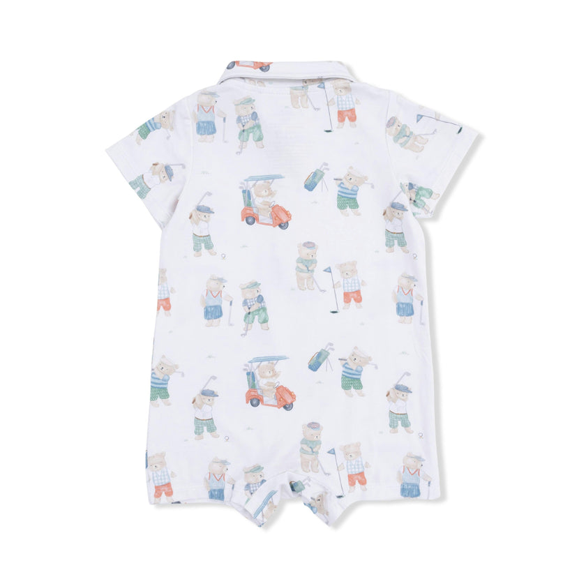 Golfing Teddy Bears - Polo Shortie with  Bucket hat