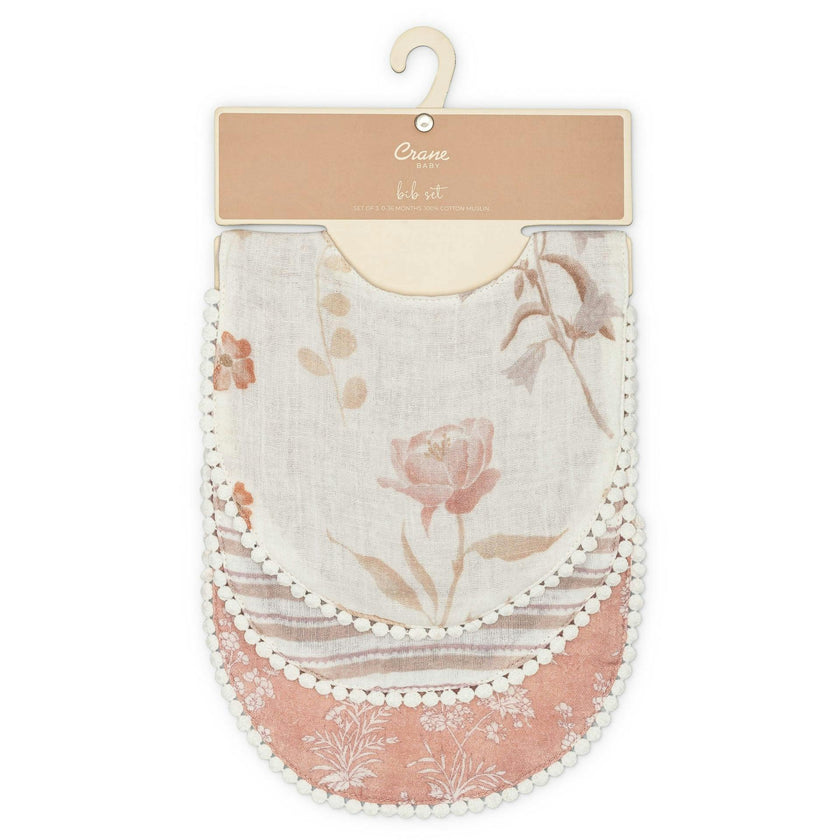 Violet Wildflower Cotton Baby Bib (3 Pack)