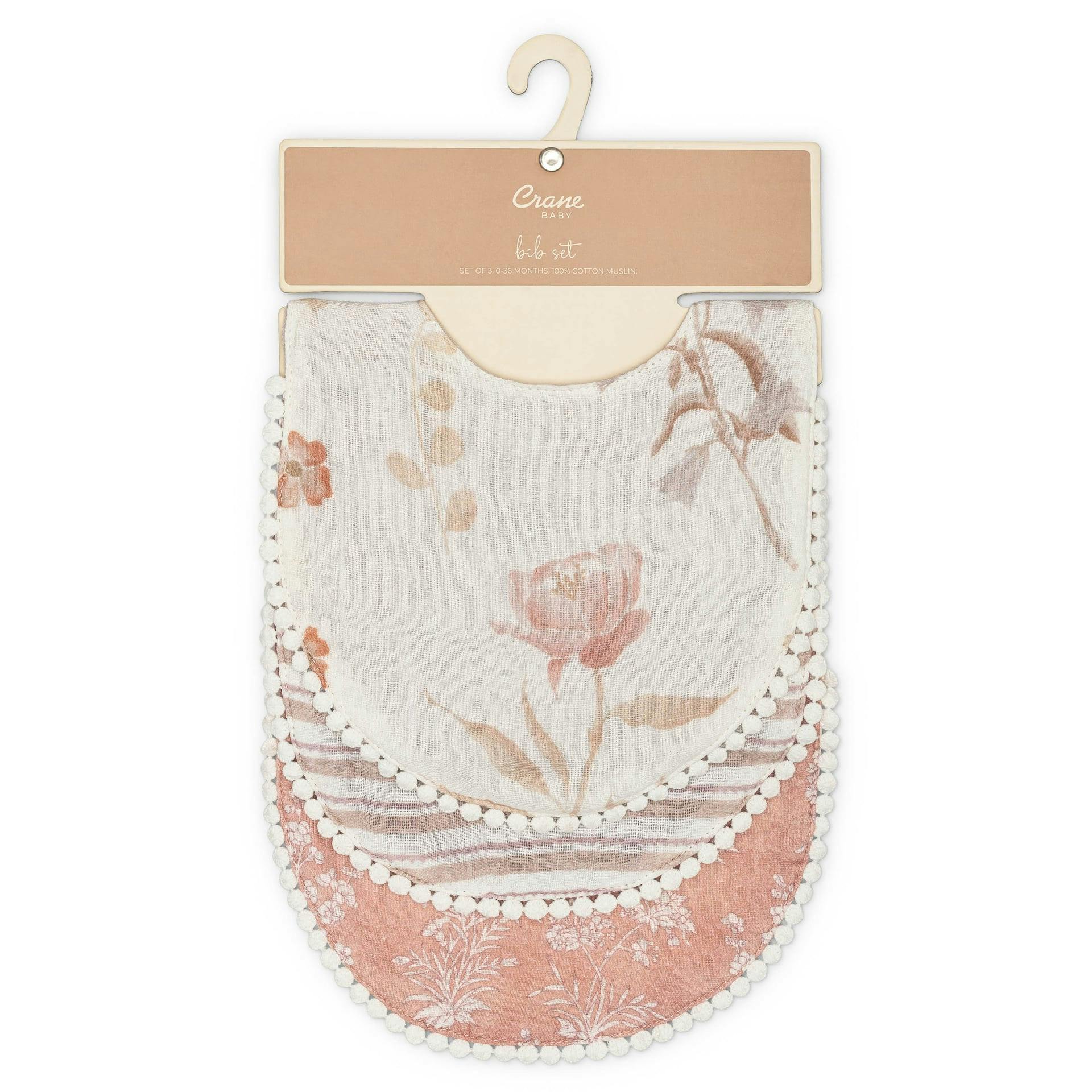 Violet Wildflower Cotton Baby Bib (3 Pack)