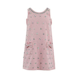 Pink Crystal Heart Denim Bow Dress