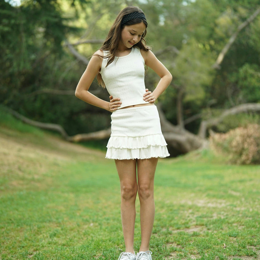 Girls Pointelle Ruffle Skirt