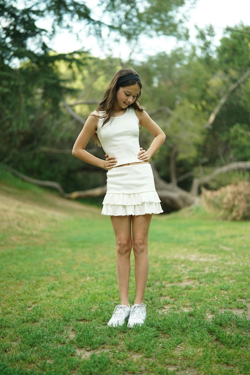 Girls Pointelle Ruffle Skirt