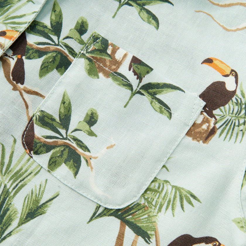 Blue Sky Linen Button-Up Shirt and Shorts Set