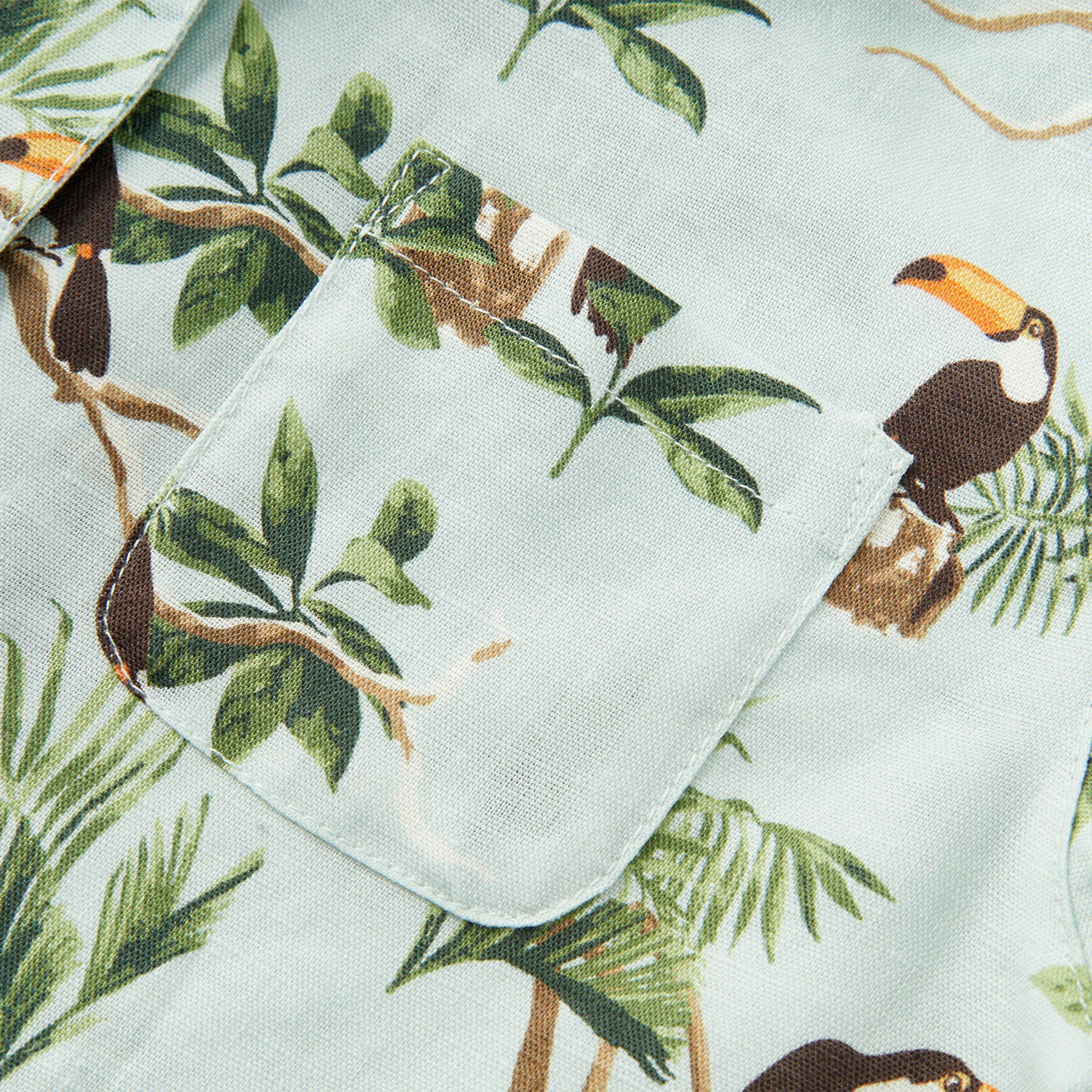 Blue Sky Linen Button-Up Shirt and Shorts Set