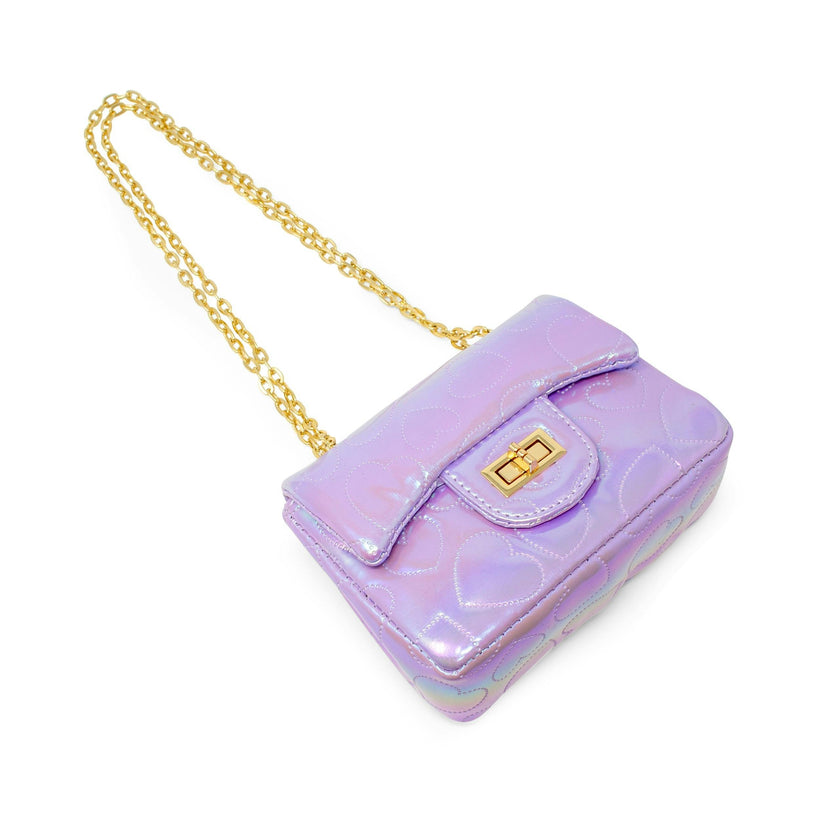 Shiny Dotted Heart Classic Handbag