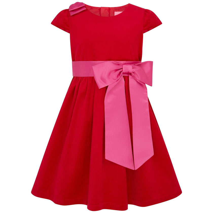 Rosie Velvet & Satin Bow Girls Party Dress
