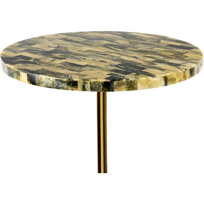 Hedda 23.5" Contemporary Glam Metal/Resin Faux Stone Round End Table