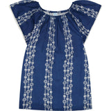 Mini Capucine Girls Caftan Navy Seashells, Blue