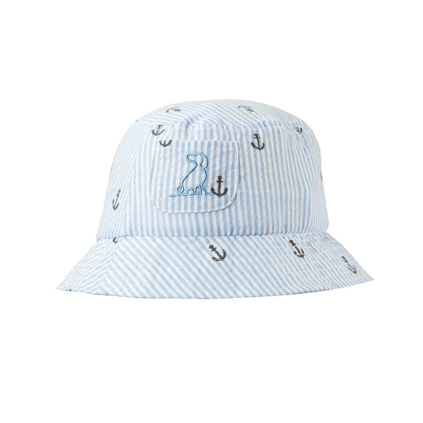 FISHERMAN Anchor Seersucker Woven Bucket Hat
