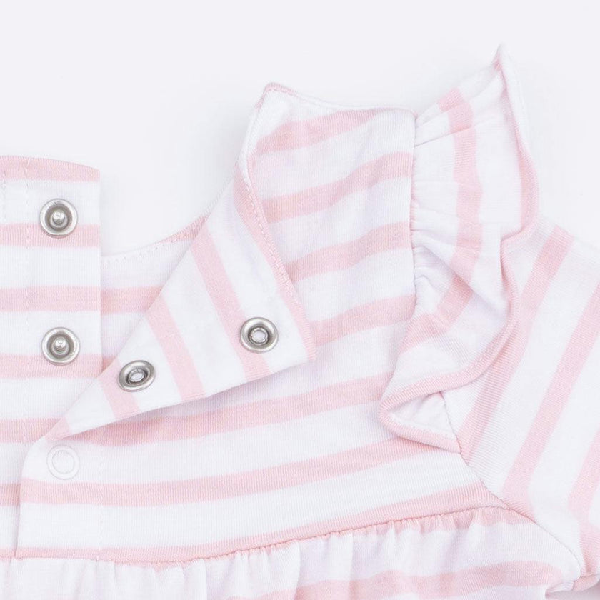 Football Dot and Stripe - Ruffle Sleeve Snap Romper