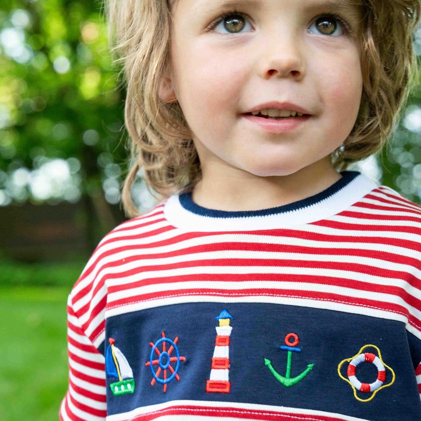 Knit Short Set With Nautical Appliqué