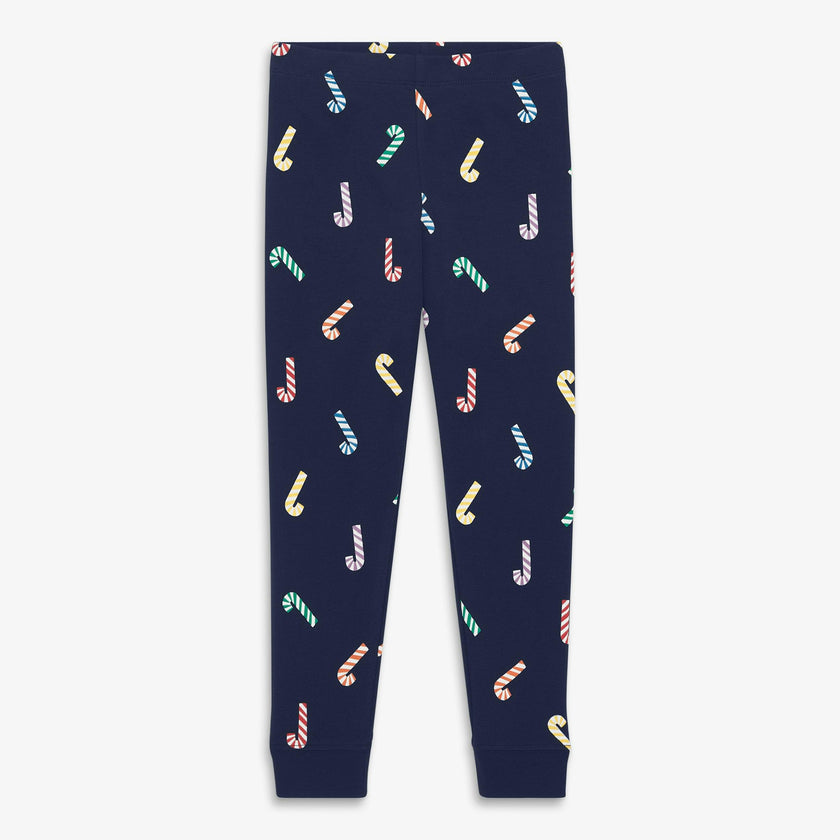Kids organic PJ pant in rainbow candy canes