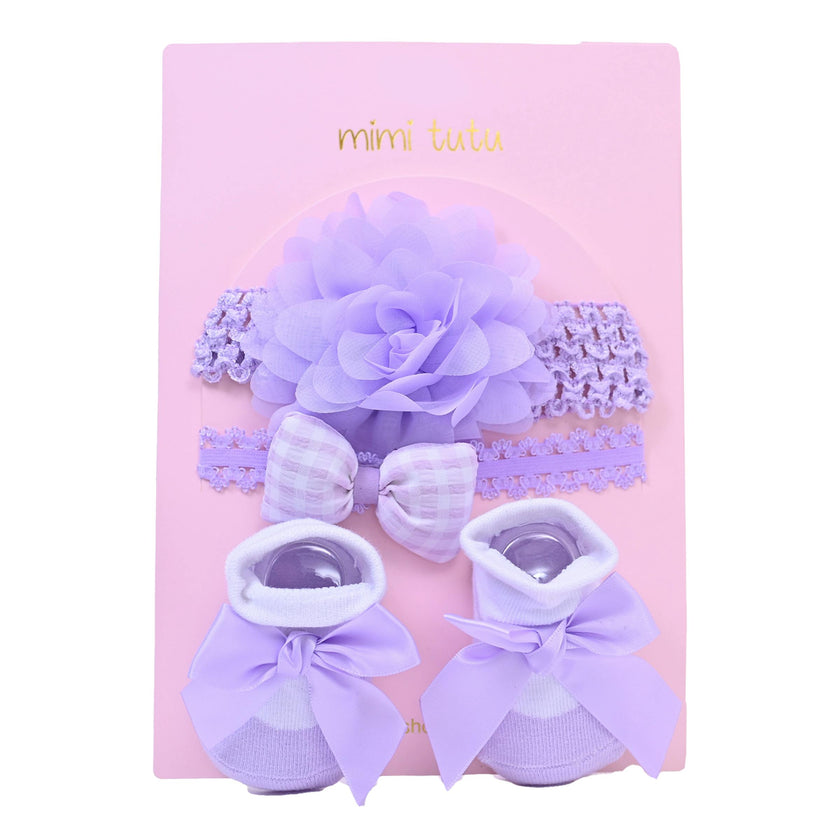 Purple Pastel Bow Flower Gift Set