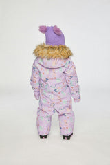 Baby One Piece Snowsuit Adapted For Car Seats Purple Cat Print