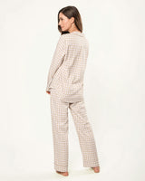 Women's Twill Pajama Set in Camel Gingham