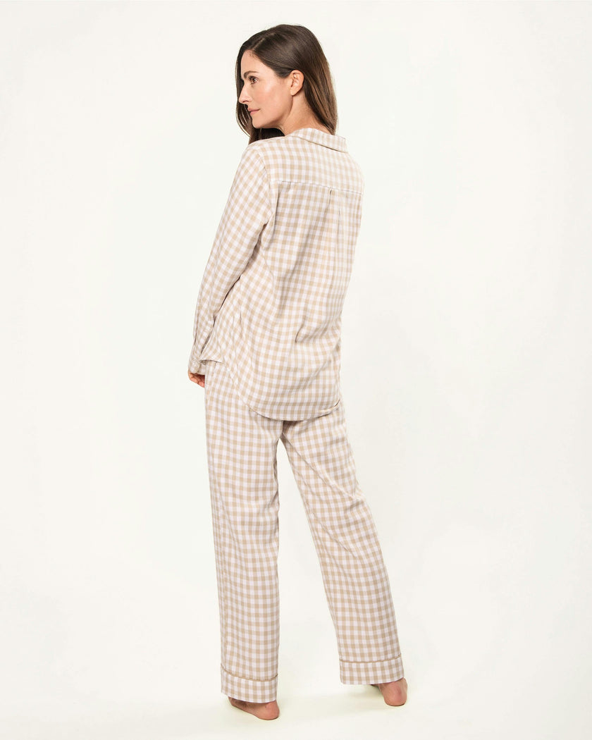 Women's Twill Pajama Set in Camel Gingham