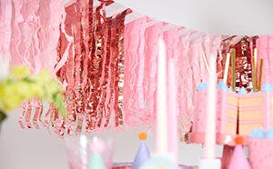 Packed Party Pretty in Pink Fringe Canopy Banners Set of 2 - Metallic and Pink Cascading Fringe Party Banners for Birthdays, Bachelorettes, and Celebrations