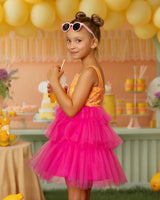 Pink Lemonade Sequin Tiered Tulle Birthday Dress for Girls