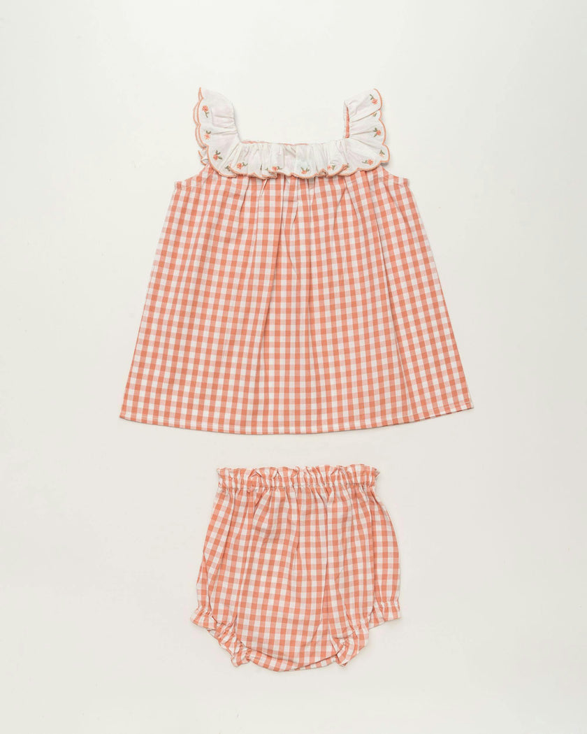 Diana Baby Dress with Bloomer Set - Peony