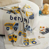 Custom Personalized Baby Sustainable Knit Throw Blanket - Trucks